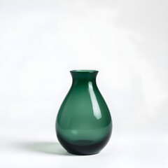 A green vase sits on a white background