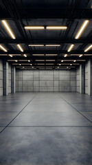 Industrial 3D Background, Concrete Room