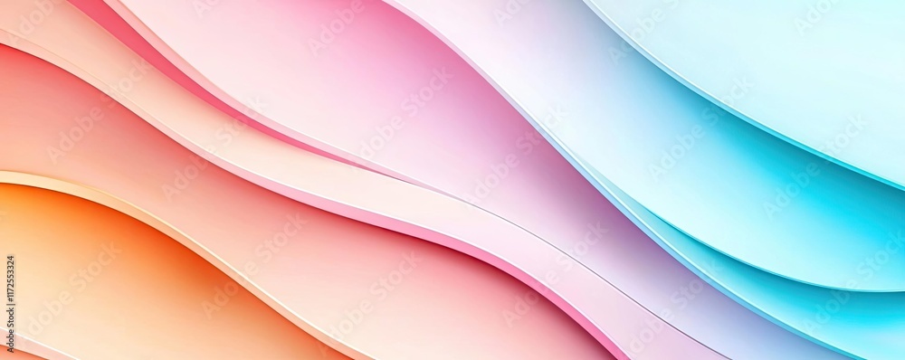 Fototapete Pastel abstract background idea. Abstract waves of color creating a vibrant and dynamic visual appeal.