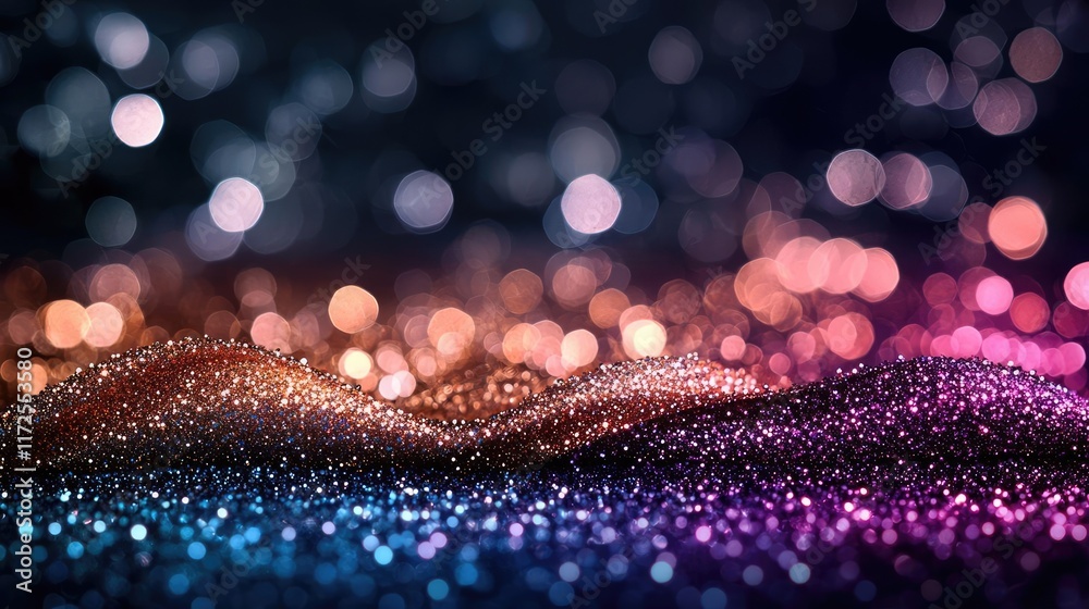 Poster Glitter abstract background concept. Abstract design featuring colorful bokeh lights and shimmering textures.