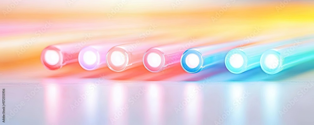 Poster neon abstract background idea. vibrant glowing tubes emitting colorful light against a smooth surfac