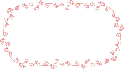 Floral Wreath Wedding Card Line Illustration
