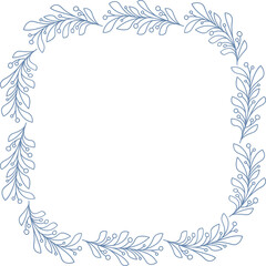 Floral Wreath Wedding Card Line Illustration
