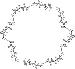 Floral Wreath Wedding Card Line Illustration
