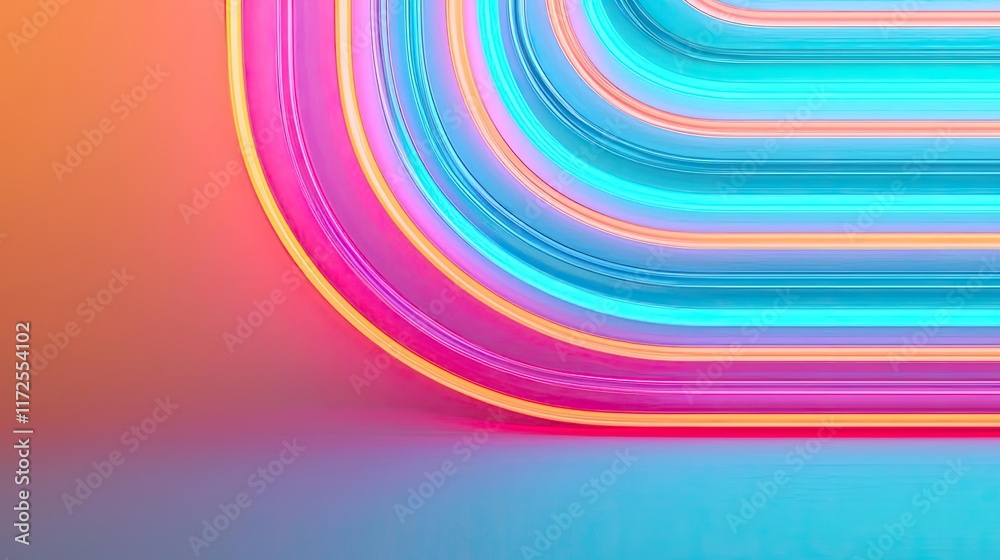 Aufkleber Neon abstract background idea. Vibrant neon lines create a dynamic abstract background in vivid colors.