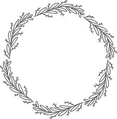 Floral Wreath Wedding Card Line Illustration
