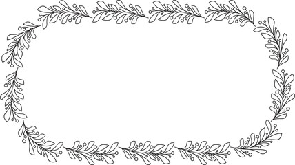 Floral Wreath Line Art Illustration
