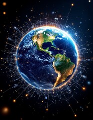 Global Communication Network Concept with Focus on America - Information Exchange