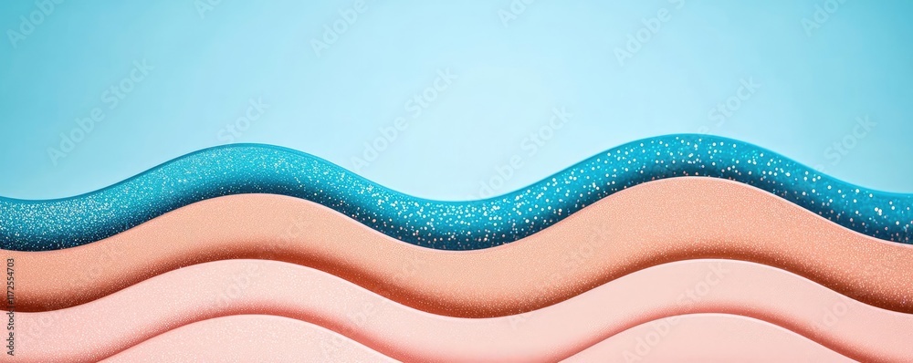 Poster Glitter abstract background concept. Colorful waves of textured material create a harmonious visual effect.