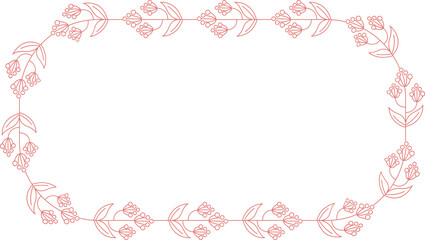 Floral Wreath Wedding Card Line Illustration
