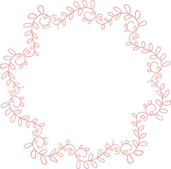 Floral Wreath Wedding Card Line Illustration
