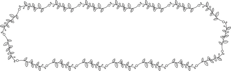 Decorative Flower and Leaves Line Illustration
