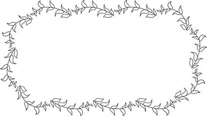 Decorative Flower and Leaves Line Illustration

