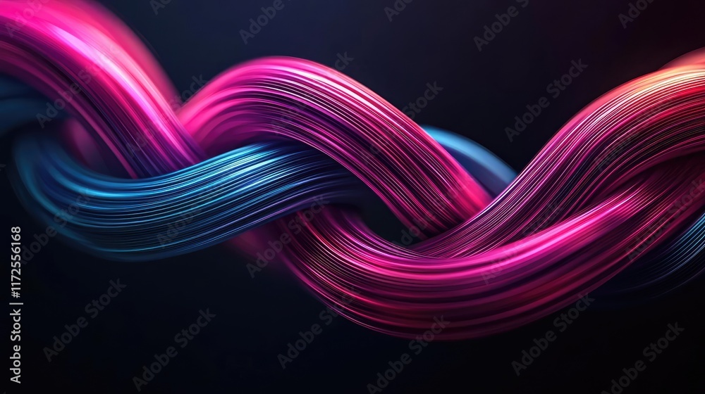 Aufkleber Neon abstract background idea. Vibrant, intertwined strands of colorful waves creating a dynamic visual effect.