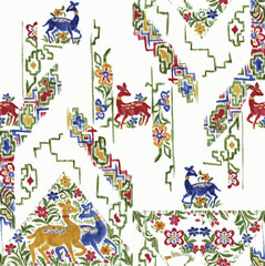 
Ethnic abstract ikat art. Aztec ornament print. geometric ethnic pattern seamless color oriental. Design for background ,curtain, wallpaper, clothing, wrapping. animal vector illustration.

