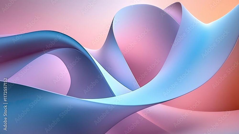 Poster pastel abstract background idea. abstract soft waves of pink and blue flowing harmoniously in a mode