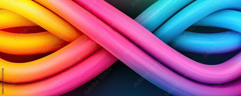 Poster Neon abstract background idea. Vibrant abstract design featuring colorful, intertwined lines creating a dynamic visual.