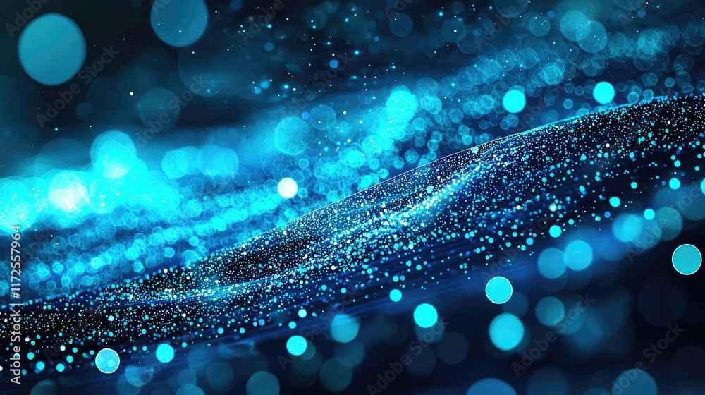Aufkleber glitter abstract background concept. a mesmerizing wave of glowing blue particles creating a stunnin