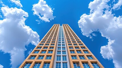 A modern skyscraper with a person feeling anxious with a worried expression. High Quality