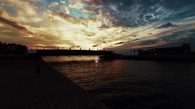 Bridge Silhouette in Cludy Sunset Light