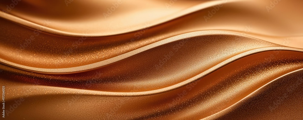 Poster Glitter abstract background concept. Beautiful wavy texture of golden brown fabric creating a luxurious appearance.