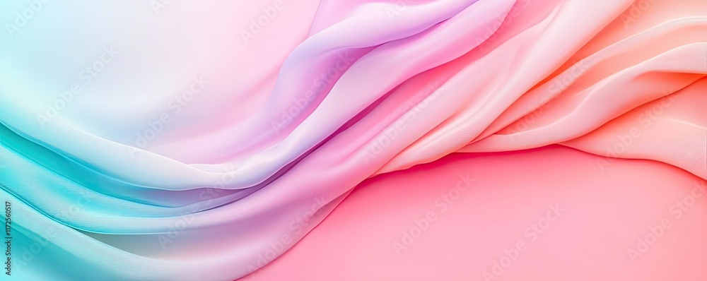 Poster Pastel abstract background idea. Soft, flowing fabric textures with pastel colors create a calming visual effect.