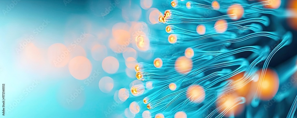 Poster neon abstract background idea. abstract illustration of vibrant technology fibers with glowing light