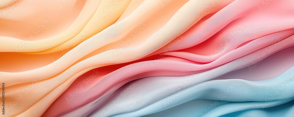 Poster Pastel abstract background idea. Soft, flowing fabric in pastel colors creating a serene and elegant visual effect.