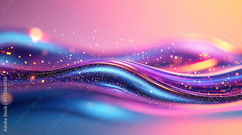 Poster Glitter abstract background concept. Vibrant abstract waves of color and light create a dynamic visual experience.