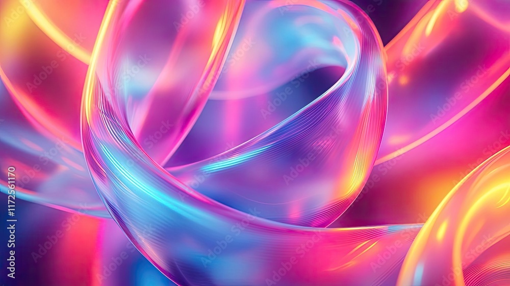 Poster Neon abstract background idea. Vibrant abstract design showcasing colorful tubes and flowing patterns in a dynamic space.