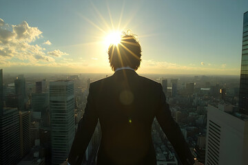 Fototapeta premium Sunrise Cityscape Silhouette Illustration
