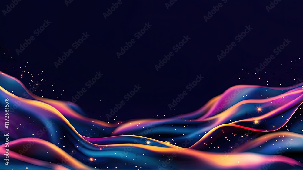 Aufkleber Glitter abstract background concept. Abstract wavy lines in vibrant colors create a captivating visual effect on a dark background.
