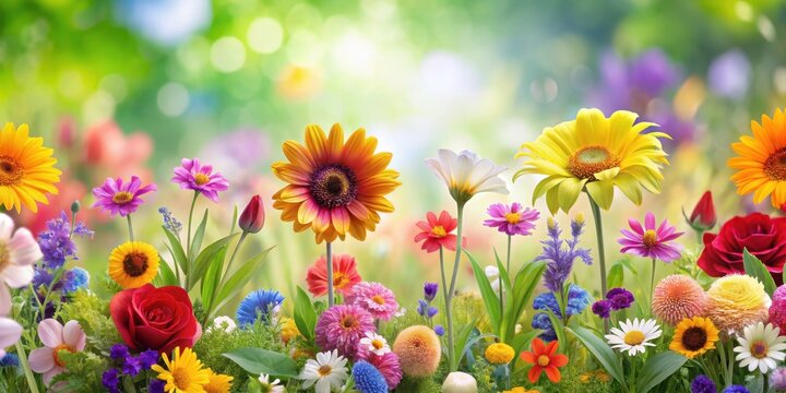 Colorful garden flowers in a seamless loop background, garden, colorful,  garden, colorful, nature, seamless, plant, botanical