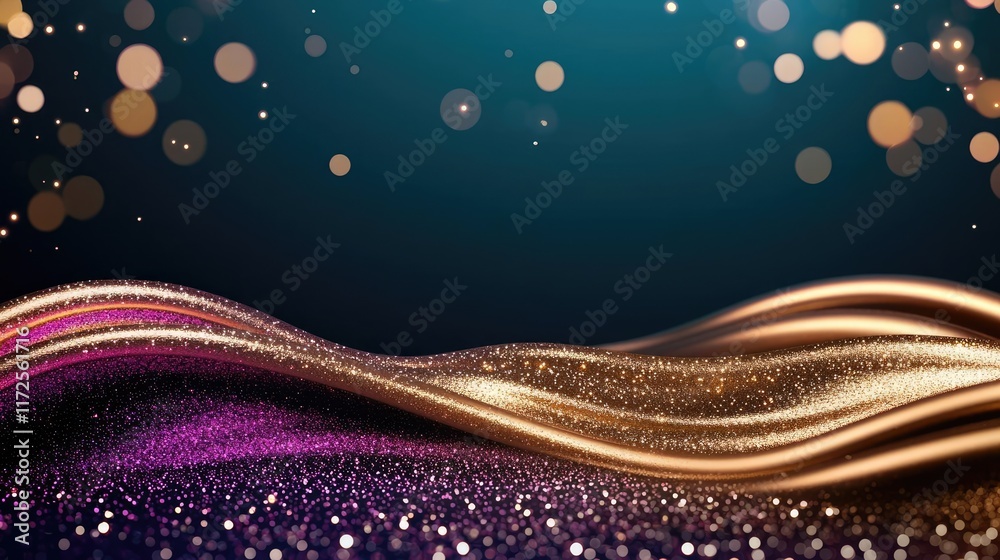 Aufkleber Glitter abstract background concept. Vibrant waves of color with sparkling bokeh lights create a dynamic, modern backdrop.