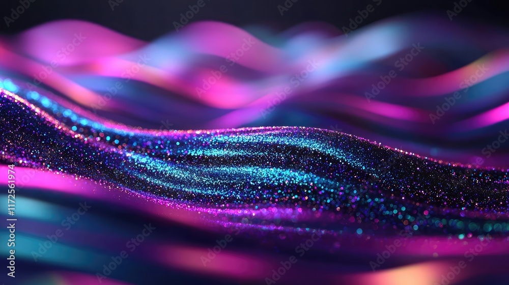 Poster glitter abstract background concept. vibrant waves of glitter in shades of blue and pink, creating a