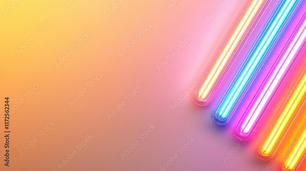 Poster Neon abstract background idea. Colorful glowing neon lines create a vibrant abstract background for design use.