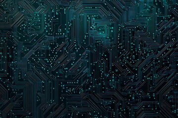 Abstract close-up of a glowing blue digital circuit board, showcasing intricate connections and technological design on a black background.
