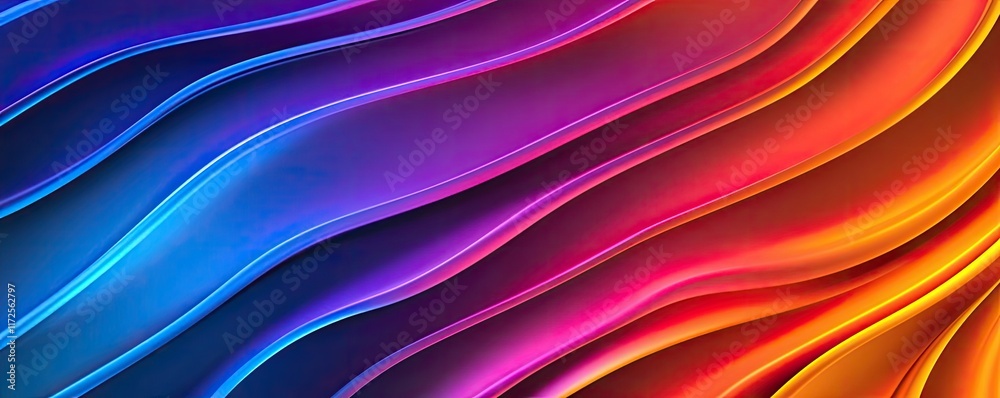 Poster Neon abstract background idea. Colorful abstract waves with vibrant hues creating a dynamic and modern visual effect.