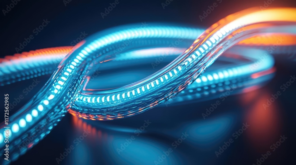 Poster Neon abstract background idea. Abstract glowing lights intertwining in a dynamic and colorful display.
