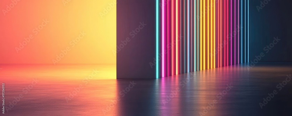 Aufkleber Neon abstract background idea. Abstract colorful light reflections creating vibrant patterns on a smooth surface.
