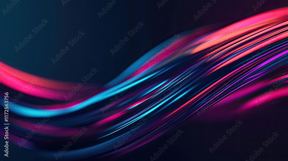Poster neon abstract background idea. vibrant abstract waves of light in pink and blue tones representing e