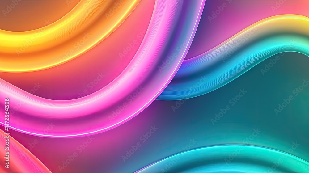 Poster neon abstract background idea. colorful swirling neon lines create a vibrant, modern abstract backgr