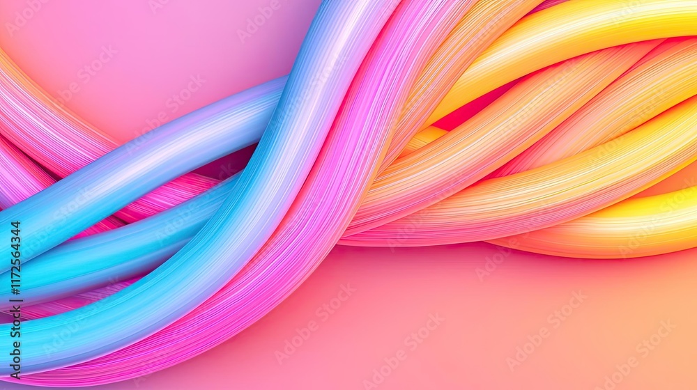 Poster neon abstract background idea. colorful abstract wave lines blending in pink, blue, and yellow tones