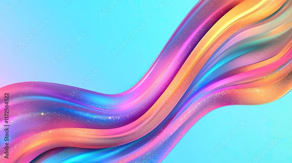 Poster Glitter abstract background concept. Vibrant abstract waves in colorful hues creating a dynamic visual effect.