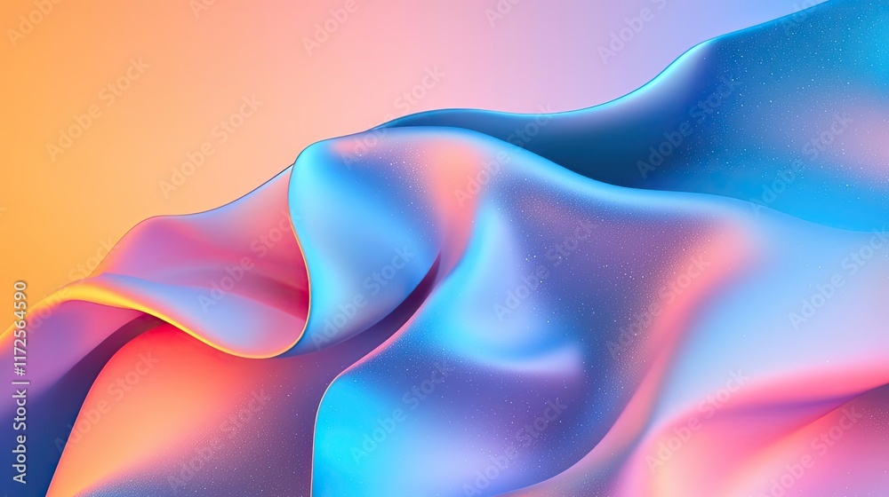 Poster Glitter abstract background concept. Vibrant fabric texture showcasing smooth folds and a gradient of colors, ideal for design.