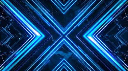 3D abstract blue geometric line on dark blue background texture