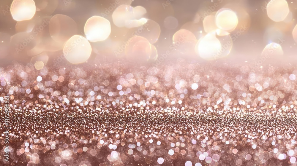 Poster glitter abstract background concept. shimmering golden glitter background with soft bokeh highlights