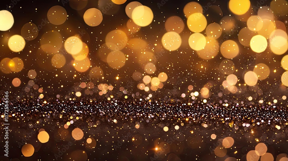 Poster Glitter abstract background concept. Beautiful golden bokeh background for creating festive and celebratory designs.