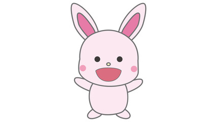 大きな口で笑ったうさぎ（背景透過）のイラスト