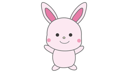 にっこり笑ったうさぎ（背景透過）のイラスト